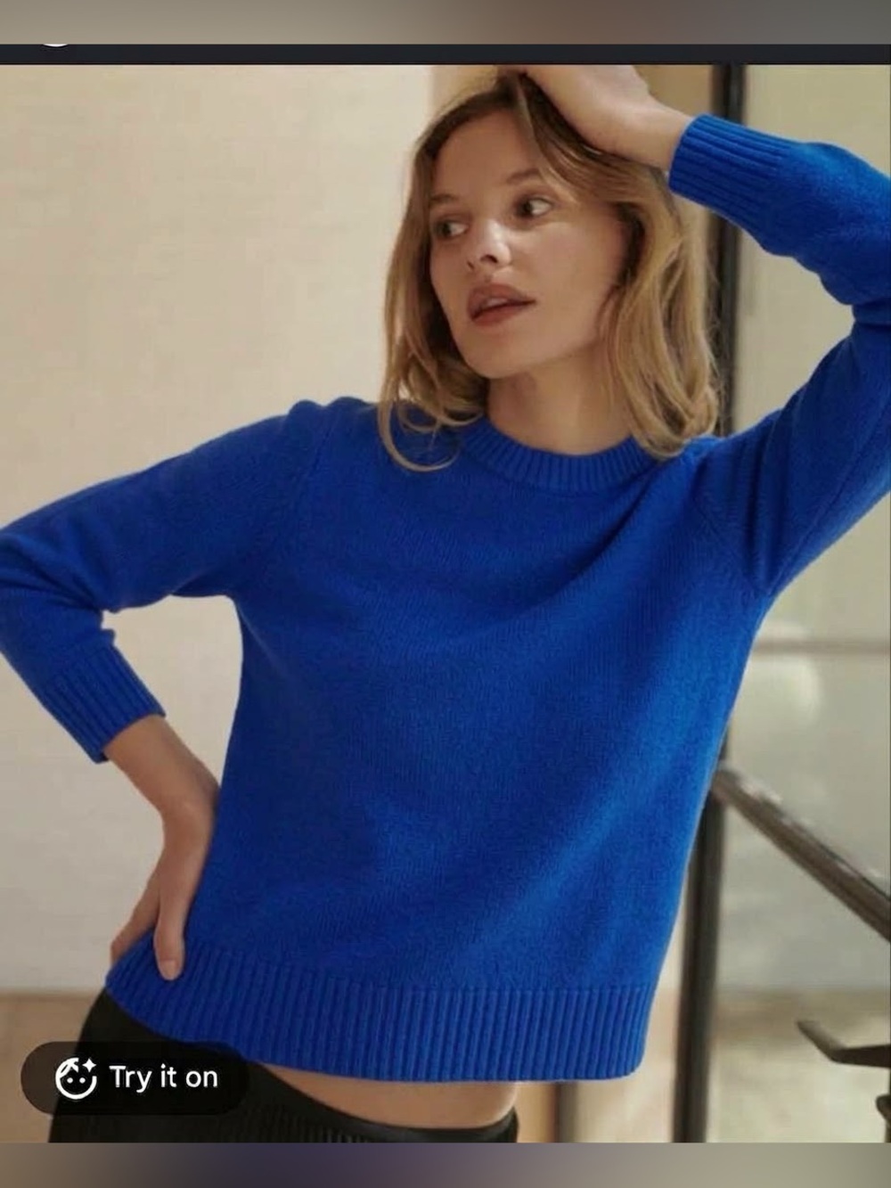 Jenni Kayne 100% Cashmere Everyday Sweater in Blue , size XXS , relaxed fit